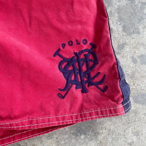 Vintage Y2K Polo Ralph Lauren Red Logo Golf Swim Trunks Beach Coastal Medium - Picture 3 of 5